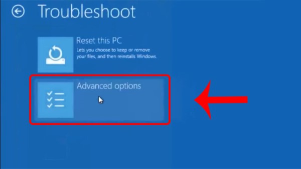 Chọn vào Advanced options