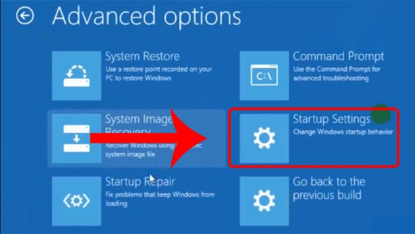 Chọn vào Startup settings