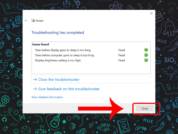 Nhấn Close để đóng cửa sổ