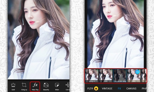 Chọn Hiệu ứng để áp dụng các bộ lọc màu sắc đa dạng