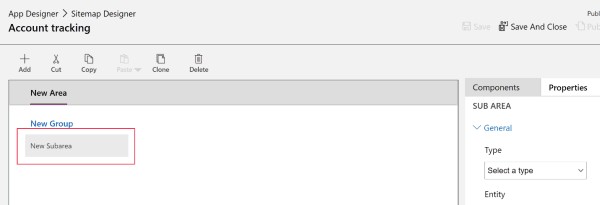 Nhấn chọn New Subarea để thêm khu vực mới 