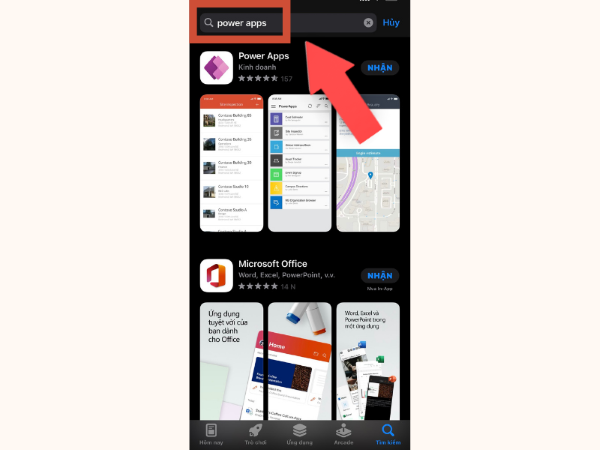 Mở App Store và tìm kiếm từ khóa “Power Apps”