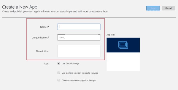 Nhập đầy đủ thông tin ứng dụng cần thiết