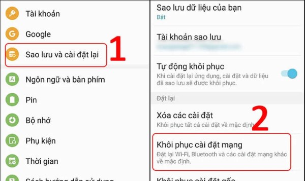 Chọn Sao lưu và cài đặt lại 