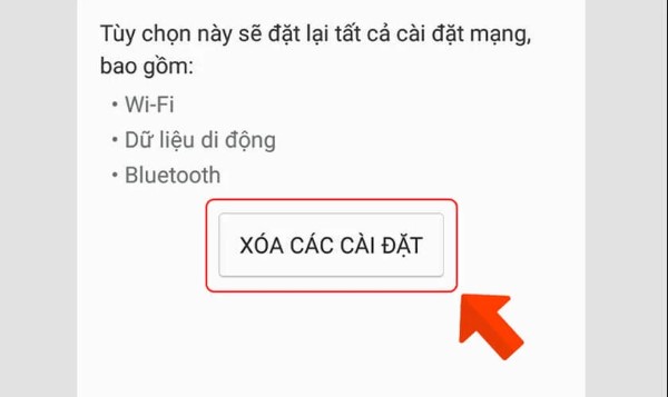 Chọn xóa các cài đặt cũ để đặt lại máy