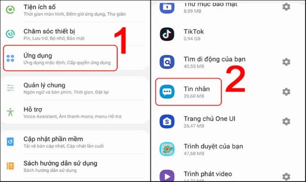 Chọn mục "Tin nhắn"