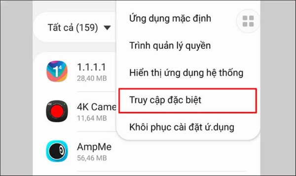Chọn Truy cập đặc biệt