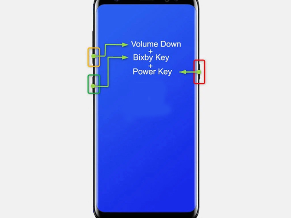 Nhấn Giảm âm lượng + Bixby + Nguồn đồng thời