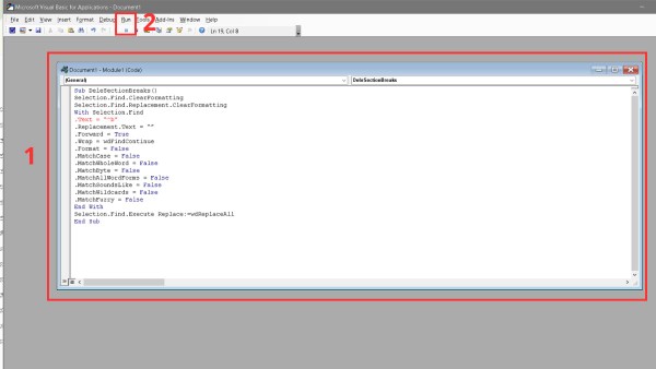 Dán đoạn mã lệnh vào vùng soạn thảo của Module