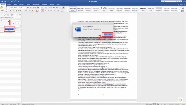 Bấm phím Delete để xóa dấu phân cách khỏi văn bản