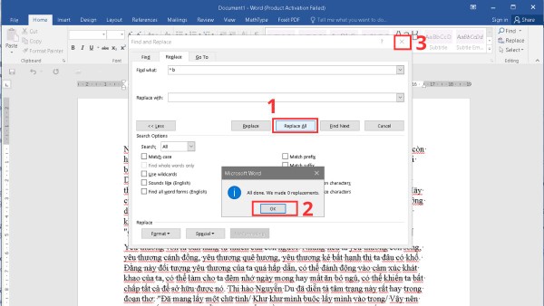 Bấm vào "Replace All", nhấn "OK" để xác nhận