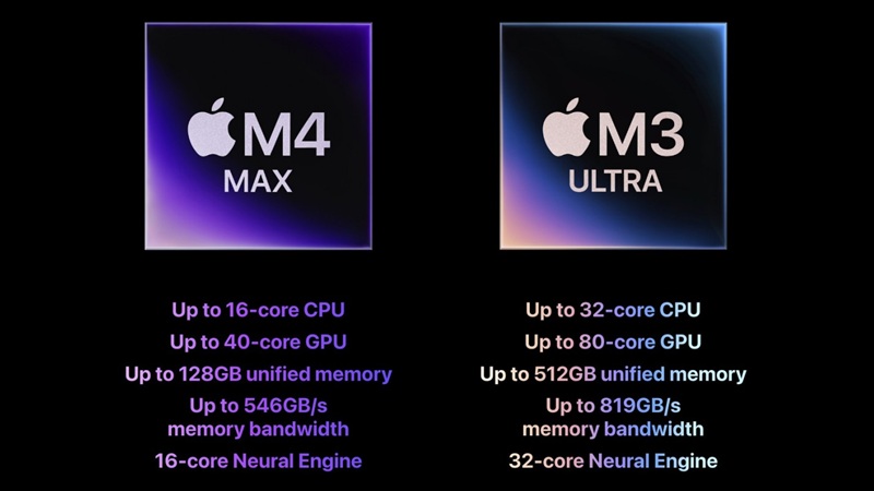 Apple M4 Max và M3 Ultra là 2 chip cao cấp được thiết kế đặc biệt cho dòng Mac Studio