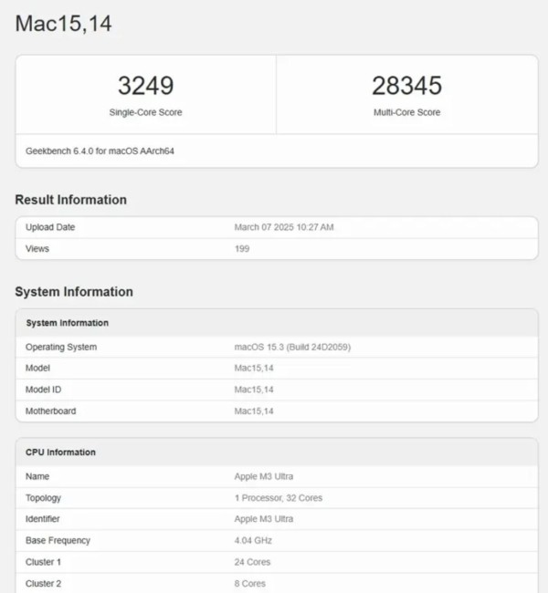So sánh điểm Geekbench của Apple M4 Max và M3 Ultra 