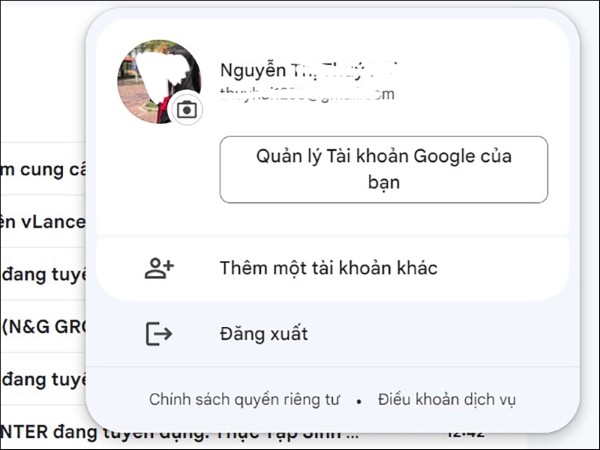 Chọn "Đăng xuất" hoặc "Thêm tài khoản