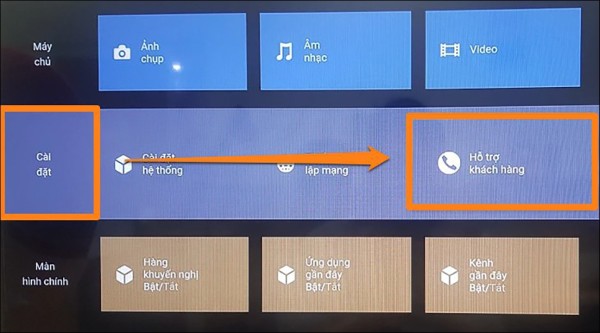Chọn Cài đặt → Hỗ trợ khách hàng