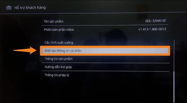 Nhấn Khởi tạo thông tin cá nhân