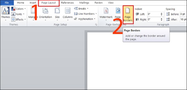 Chọn tab Page Layout và Page Borders