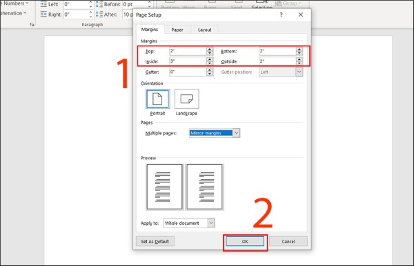 Chọn OK để lưu cài đặt