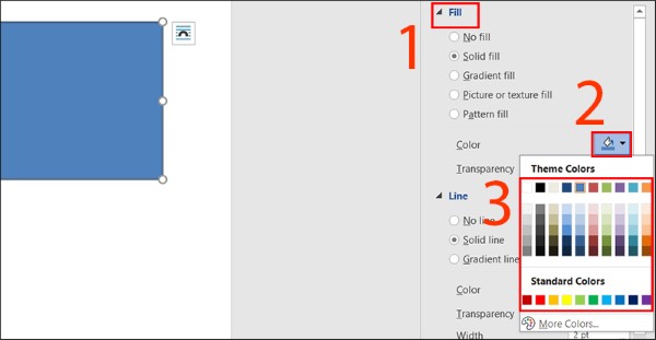 Vào mục Fill để chỉnh sửa màu nền cho khung