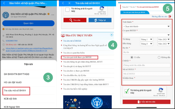 Nhấn “Tra cứu quá trình đóng BHXH”