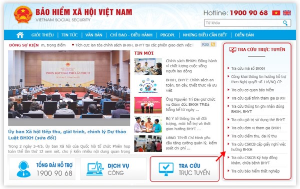 Chọn tra cứu quá trình tham gia đóng BHXH