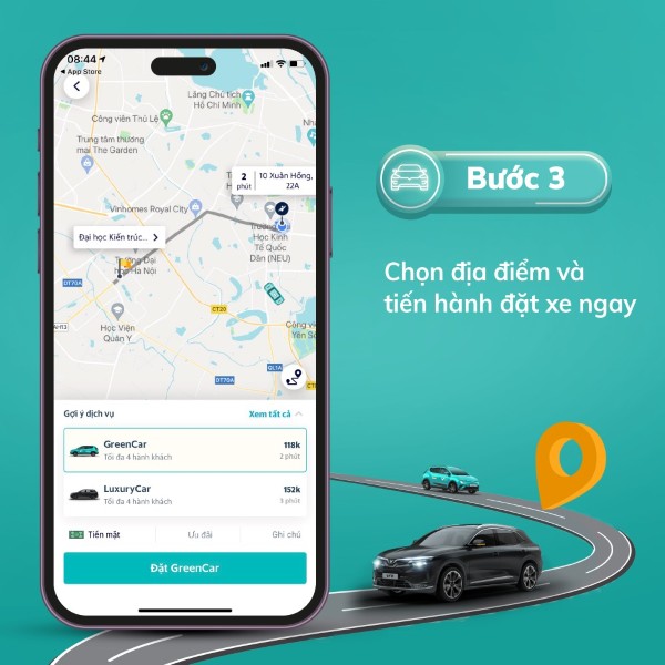Xác nhận đặt xe và theo dõi hành trình trực tiếp trên bản đồ