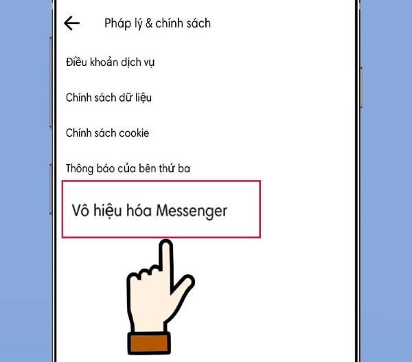 Chọn vào Vô hiệu hóa Messenger