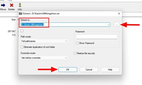 Nhấn Ok để giải nén