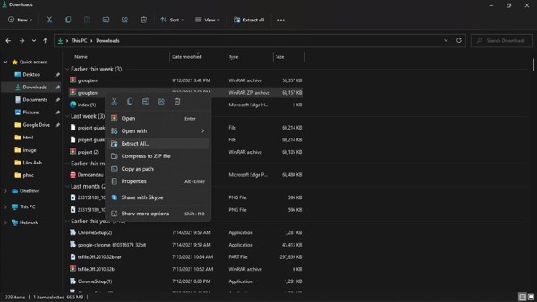Chọn vào Extract All