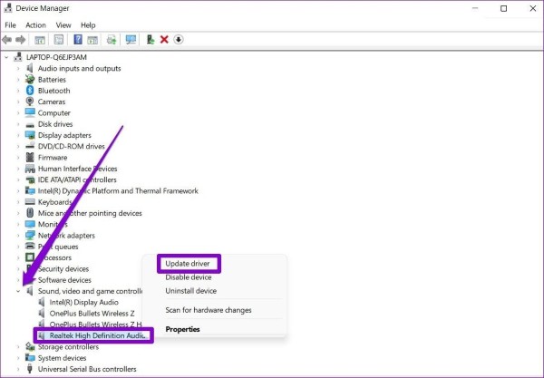 Chọn vào Update driver