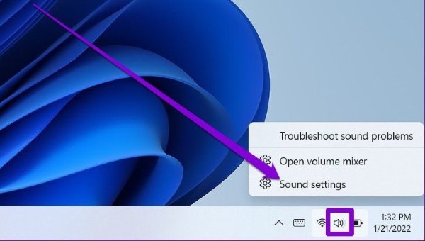 Chọn vào Sound settings