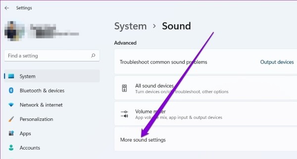 Chọn vào More sound settings