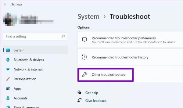 Chọn Other troubleshooters 