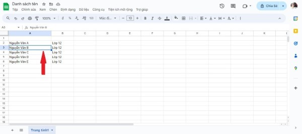 Chọn vào ô bạn cần kiểm tra