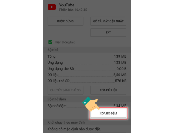 Chọn Xóa bộ đệm