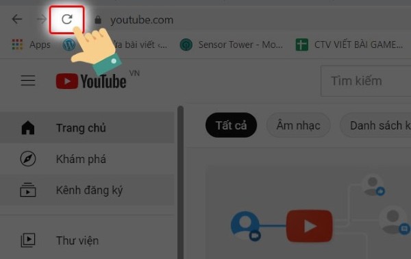 Nhấn biểu tượng mũi tên xoay tròn hoặc phím F5 để làm mới trang