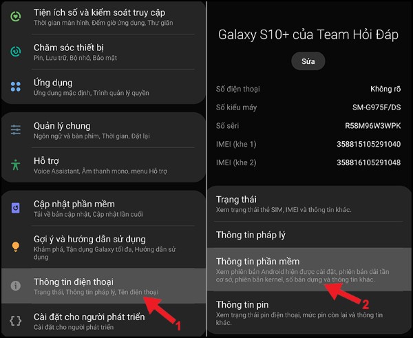Chọn thông tin phần mềm để kiểm tra phiên bản mới