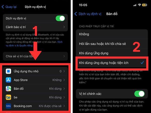 bật định vị iphone