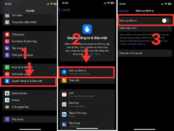 bật định vị iphone