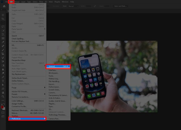 Nhấn chọn Preferences → chọn General