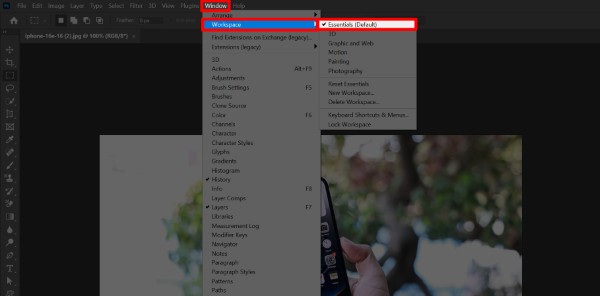 Nhấn chọn Essentials (Default)