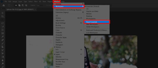 Nhấn vào Reset Essentials
