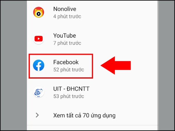 Chọn vào ứng dụng cần buộc dừng