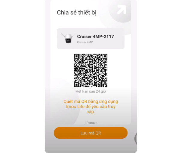 Ứng dụng hiển thị mã QR camera