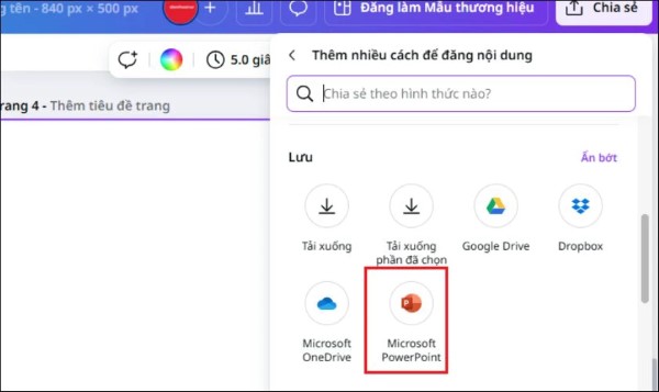 Chọn định dạng Microsoft PowerPoint