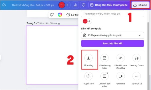 Chọn Chia sẻ → Tải xuống