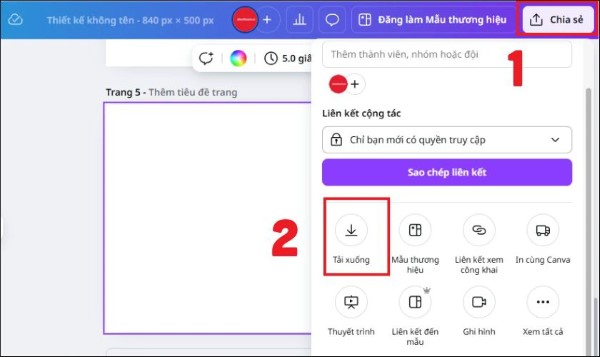 Chọn Chia sẻ → Tải xuống