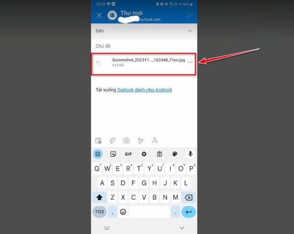 Tệp hiển thị dưới dạng mục nhỏ trong thư