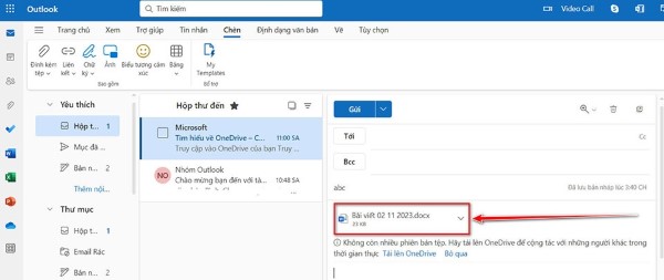 Nhập địa chỉ người nhận, tiêu đề và nội dung email