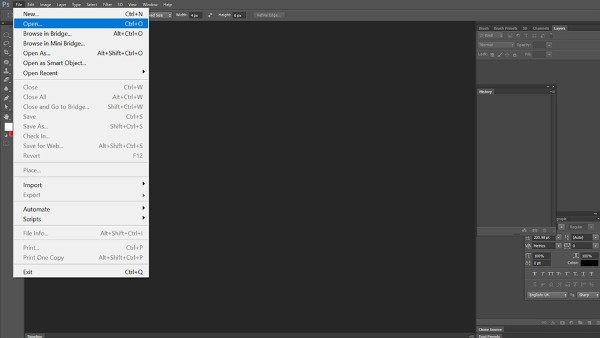 Mở hình ảnh cần xử lý 